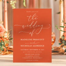 Moderne Orange Verona Sunset Calligraphie Mariage