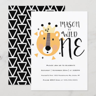 Invitation Moderne Ourson Mignon Gras Safari Wild One Anniver