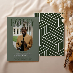 Invitation Moderne ovale photo et signature 40e anniversaire