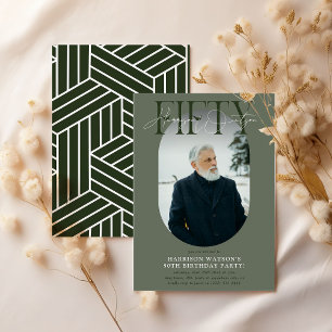 Invitation Moderne ovale photo et signature 50e anniversaire