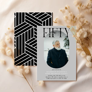 Invitation Moderne ovale photo et signature 50e anniversaire