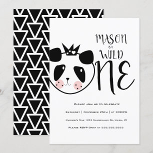 Invitation Moderne Panda Mignon Gras Safari Anniversaire Sauv