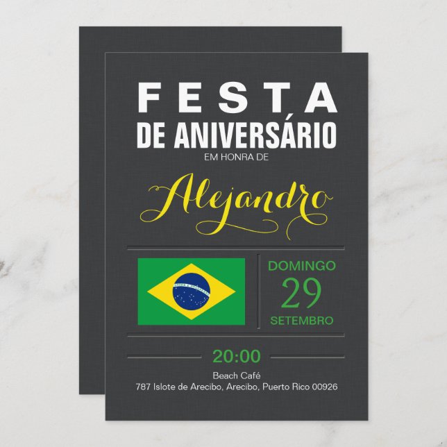 Invitation Moderne: Parti Brasil (Devant / Derrière)