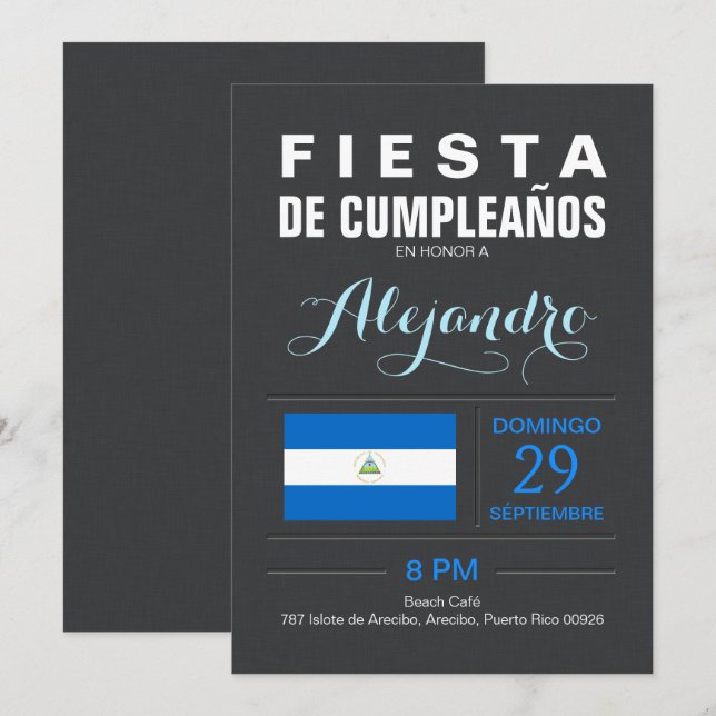 Invitation Moderne: Parti du Nicaragua (Devant / Derrière)