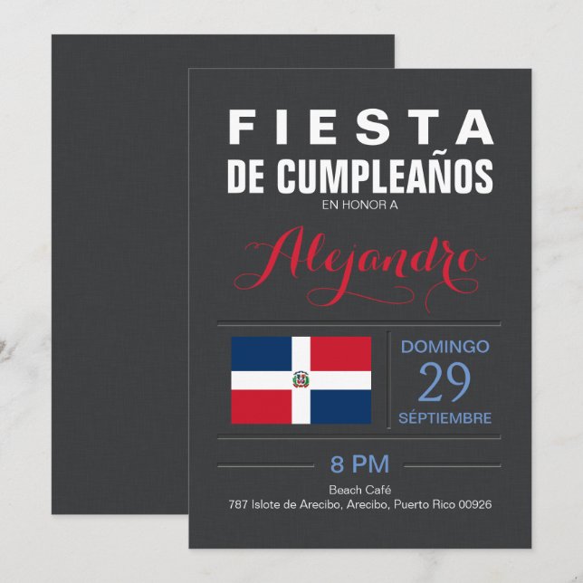 Invitation Moderne : Parti République Dominicaine (Devant / Derrière)