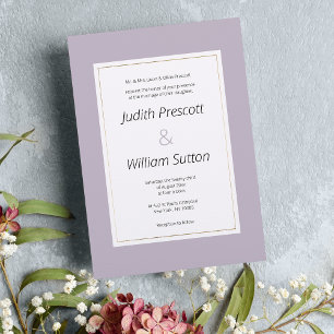 Invitation Moderne pastel lavande minimaliste thème Mariage