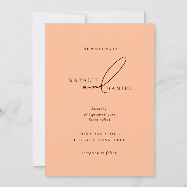 Invitation Moderne Peach Minimal Classic Mariage (Devant)
