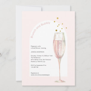 Invitation Moderne Pink chic pop the bubbly champagne brique