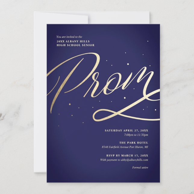 Invitation moderne pour le bal de promo (Devant)