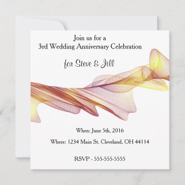 Invitation moderne pour les 3 ans de mariage (Devant)