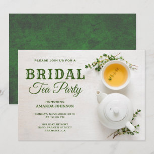 Invitation moderne pour une fête de thé vert pour 