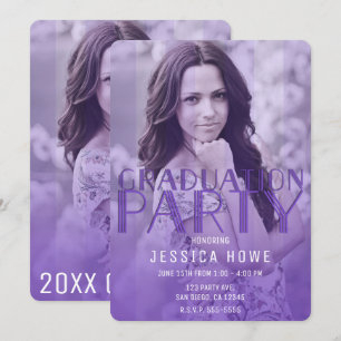 Invitation Moderne Purple Graduation Party Graduate Photo