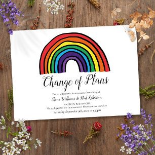 Invitation Moderne Rainbow Changement de plans reporté événem