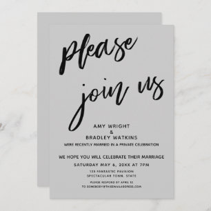 Invitation Moderne Rejoignez-Nous Après Mariage Réception Gri