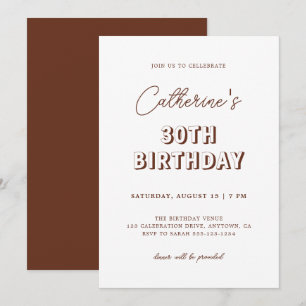 Invitation Moderne Retro Brown 30ème anniversaire