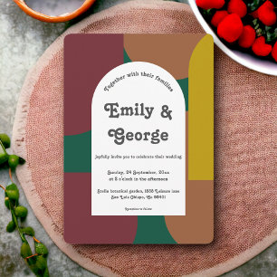 Invitation Moderne Retro coloré Artiste Abstrait Mariage