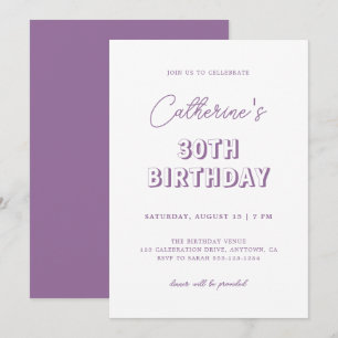 Invitation Moderne Retro Lilac 30e fête d'anniversaire