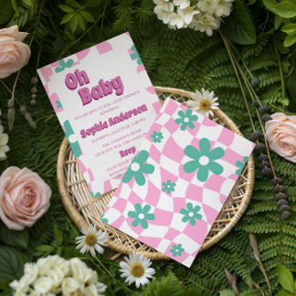 Invitation Moderne Rétro Pastel pour une Baby Show