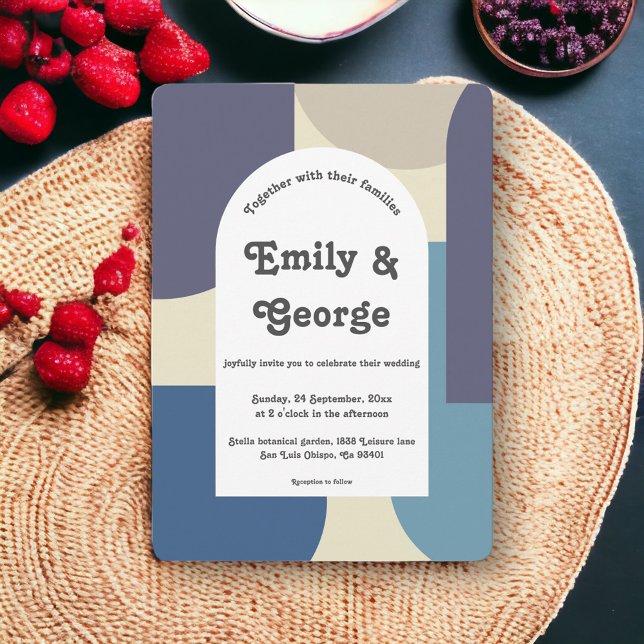 Invitation Moderne Retro Pastel Super Abstrait Mariage d'art (Créateur téléchargé)