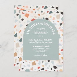 Invitation moderne Retro Terrazzo Mariage Arch