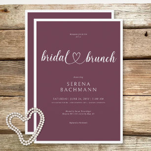 Invitation Moderne Romantique Minimale Bourgogne Brunch nupti