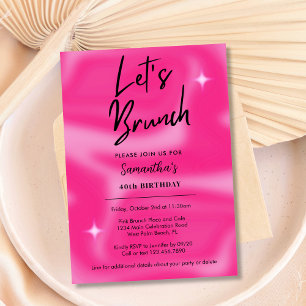 Invitation Moderne Rose et Noir Faisons Brunch à Toute Fête É