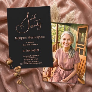 Invitation Moderne Rose Gold Douce Fête de 70 ans Photo Anniv