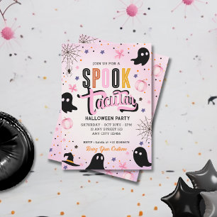 Invitation Moderne Rose Noir Sucré Fantastique Halloween 