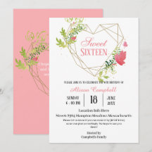 Moderne rose rose floral doux 16 Anniversaire