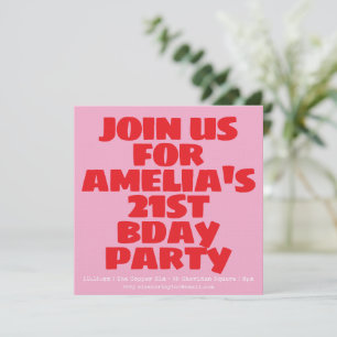 Invitation Moderne Rose Rouge Photo Joyeuse Gras Anniversaire