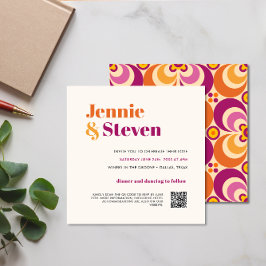 Invitation Moderne, rouge violet orange QR CODE TOUT EN UN