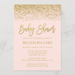 Invitation Moderne rougissent le baby shower rose de parties