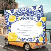 Invitation moderne RSVP La Dolce vita Lemon