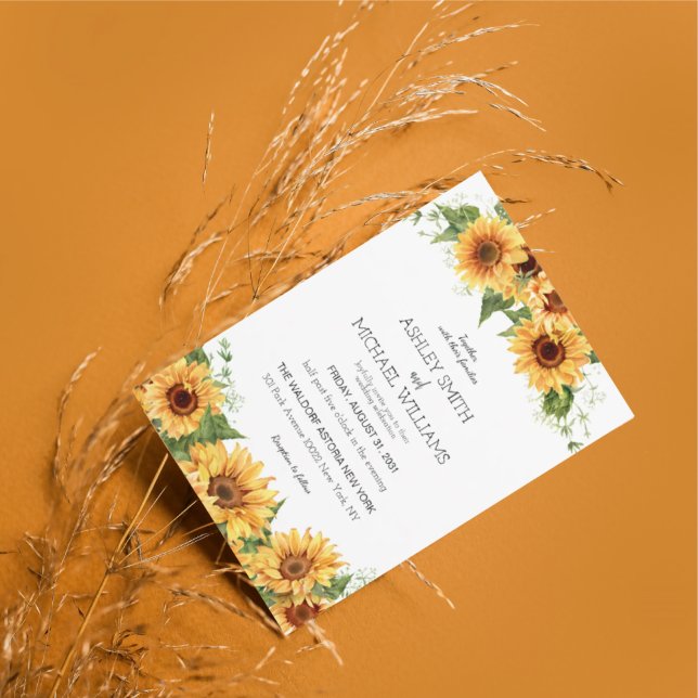 Invitation Moderne Russe tournesol Mariage jaune (Créateur téléchargé)