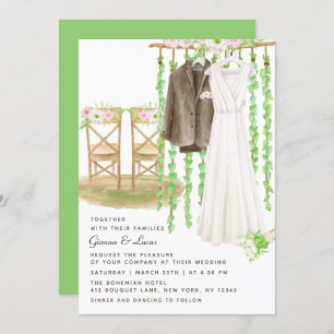 Invitation Moderne Rustique Aquarelle extérieure Mariage Flor