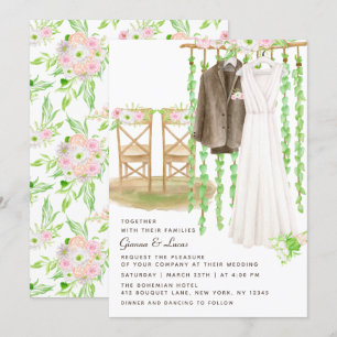 Invitation Moderne Rustique Aquarelle extérieure Mariage Flor