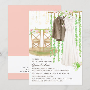 Invitation Moderne Rustique Aquarelle extérieure Mariage Flor