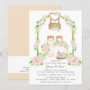 Invitation Moderne Rustique Aquarelle extérieure Mariage Flor