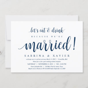 Invitation Moderne Rustique, Écriture Bleu Marine, Mariage en
