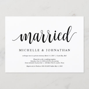 Invitation Moderne Rustique, Écriture Noire, Mariage Intime
