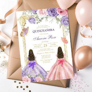 Invitation Moderne Rustique Florale pour Quinceane