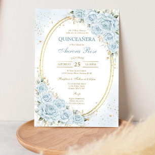 Invitation moderne rustique florale pour Quinceane