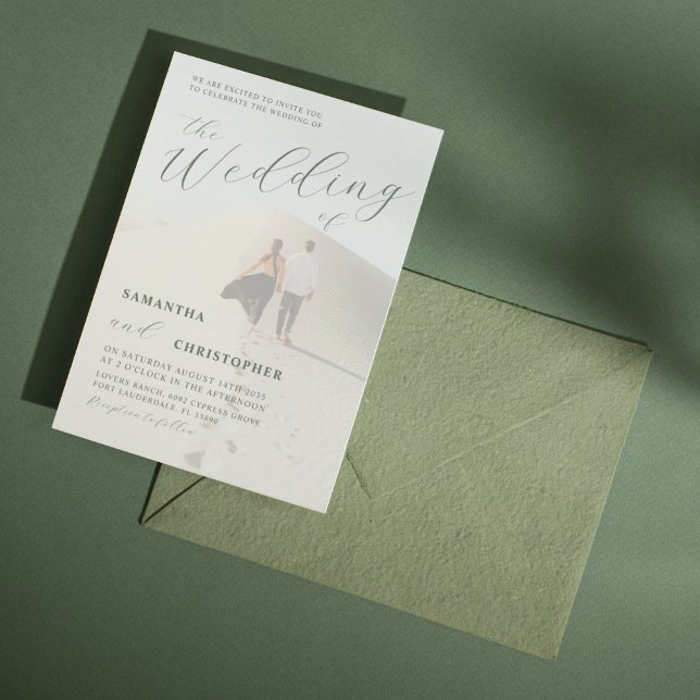 Invitation Moderne Sage Green Calligraphie Mariage de (Créateur téléchargé)