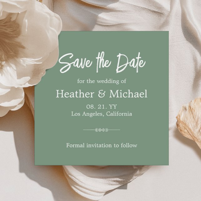 Invitation Moderne Sage Vert Enregistrer la date QR Mariage (Simplify your RSVP with our QR code save-the-date, adding an unforgettable touch to your special day)