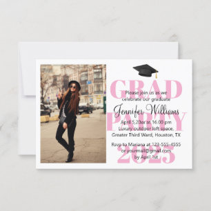 Invitation moderne script rose minima grad party 2025 photo