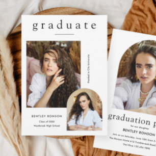 Invitation Moderne Simple 3 Photo Graduation