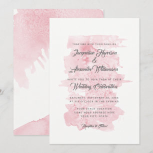 Invitation Moderne Simple Aquarelle Laver Pinceau rose
