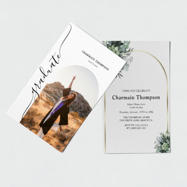 Invitation Moderne simple Arc Photo Graduation (Créateur téléchargé)