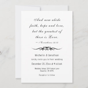 Invitation Moderne Simple Design Bible Verse Mariage chrétien