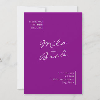 Invitation Moderne simple élégant Mariage violet